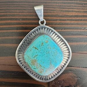 Handmade Native American Turquoise Silver Pendant